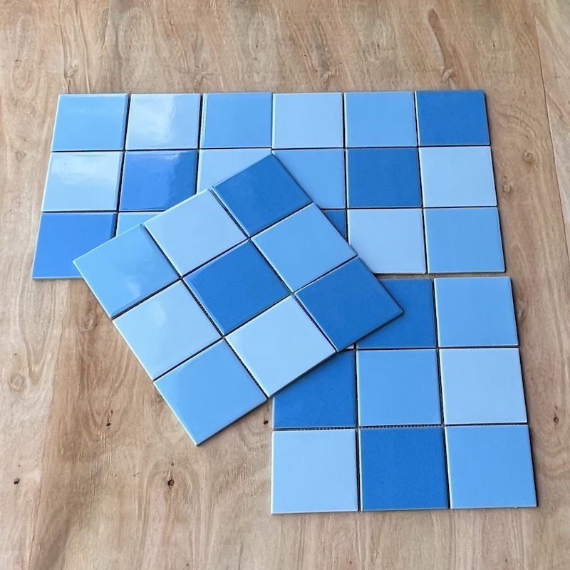 Gạch Mosaic gốm 97x97mm xanh mix mờ 97B01