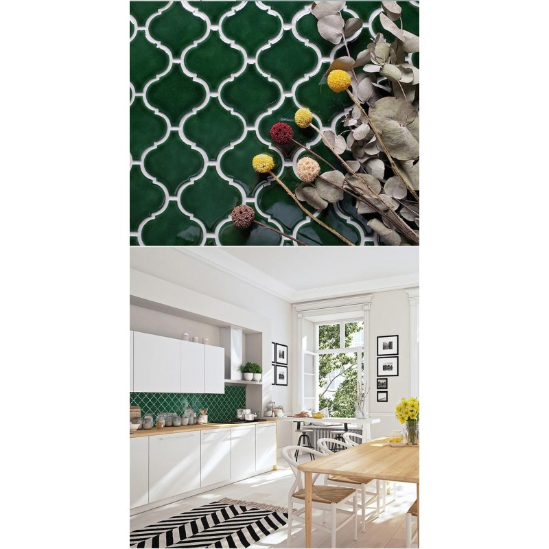 Gạch Mosaic Lồng Đèn Màu Xanh Lá MHG 228