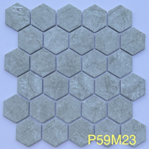 [P59M23] Gạch Mosaic Lục Giác Vân Đá Xám P59M23
