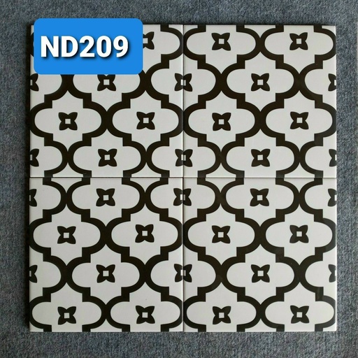 [ND 209] Gạch bông trắng hoa đen ND 209 KT 20x20