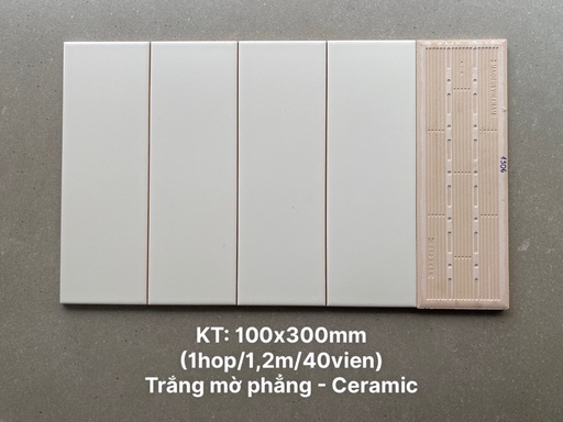 [STA1306] Gạch thẻ trắng mờ phẳng KT 100x300mm STA1306