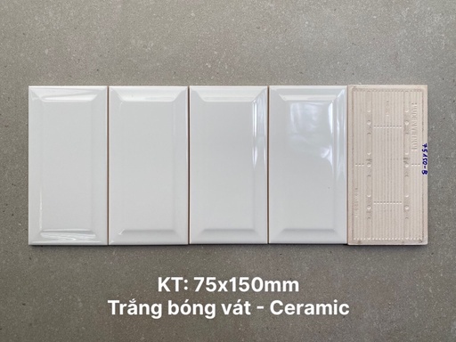 [PSTA75150-B] Gạch thẻ trắng bóng vát KT 75x150mm PSTA75150-B