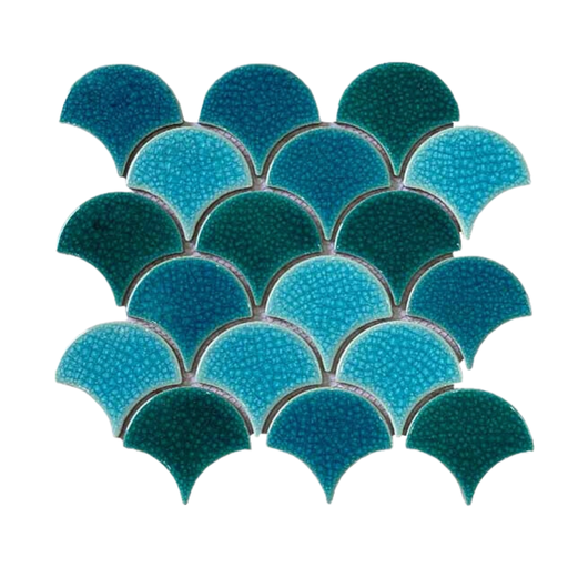 [MHF 9002] Gạch Mosaic vảy cá men rạn mix màu MHF 9002