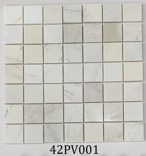 [42PV001] Đá Mosaic trắng sữa chip 42x42 42PV001