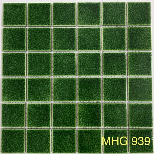 [MHG939] Gạch Mosaic Gốm Men Rạn 2 Lớp Xanh Lá