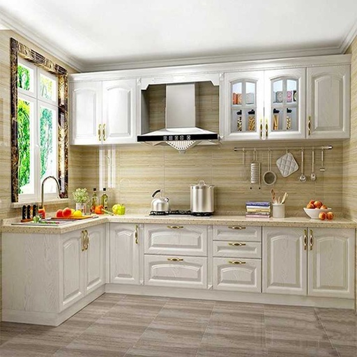 [102698687904] Tủ bếp Laminate trắng đơn giản, kiểu châu Âu, size nhỏ