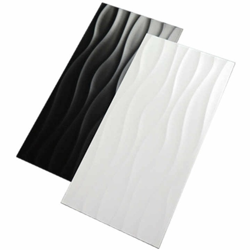 [101416634361] Gạch ốp tường nhà tắm gốm sứ 3D sóng màu trắng đen trang trí 300x600