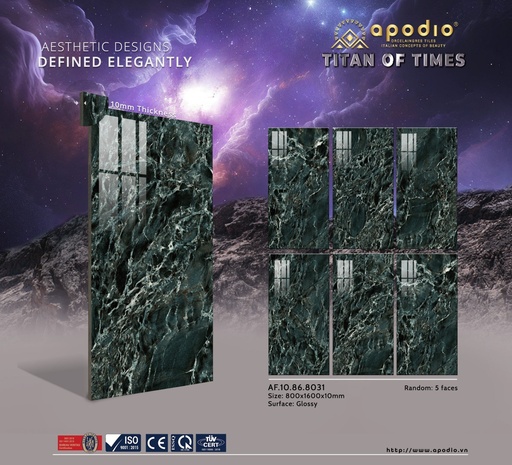 [AF.10.86.8031] Gạch ốp lát Apodio 80x160 AF.10.86.8031 (Alpi Verde Marble)