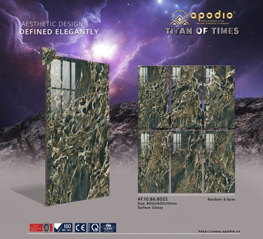 [AF.10.86.8022] Gạch ốp lát Apodio 80x160 AF.10.86.8022 (Alpi Verde Marble)