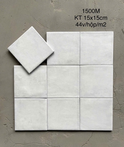 [1500M] Gạch thẻ trắng men mờ KT 150x150mm (1h/1m/44v/17.5kg) 1500M
