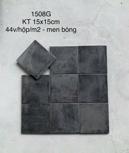[1508M] Gạch thẻ đen mờ phẳng LAN1508M KT 15x15cm