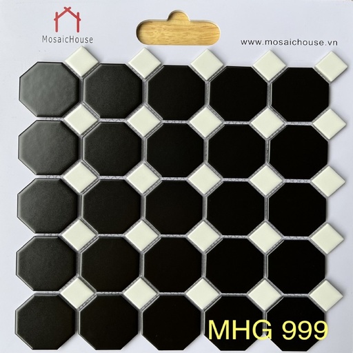 [MHG-999] Gạch Mosaic Bát Giác Đen