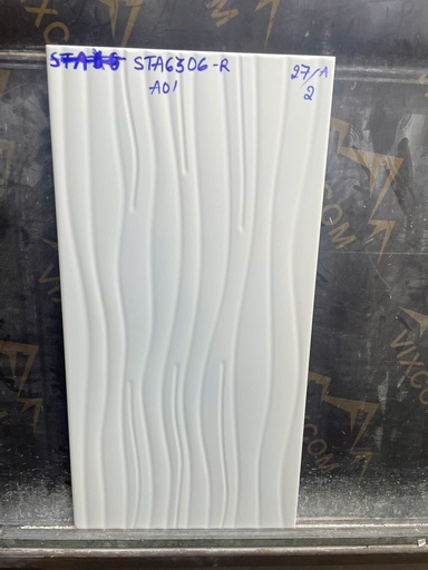 [STA6306-R] Gạch ốp tường Ceramic vân sóng trắng mờ KT 300x600mm mã STA6306-R (1h/1.44m/8v)