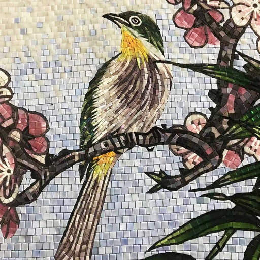 [102337812008] Tranh khảm tường trang trí hoa và chim hiện đại tùy chỉnh