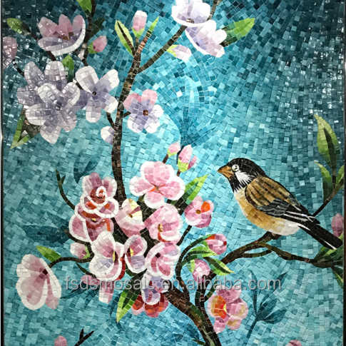 [103776217827] Tranh khảm thủ công họa tiết vẹt trang trí hành lang phòng khách