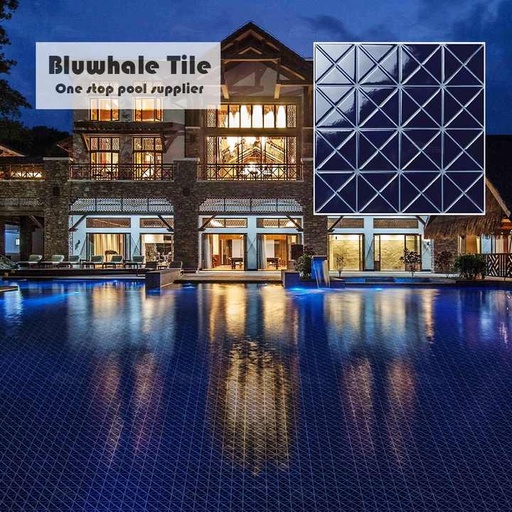 [106134043882] Gạch khảm gốm bóng men tam giác 2 inch đặt làm riêng cho bể bơi, ốp tường