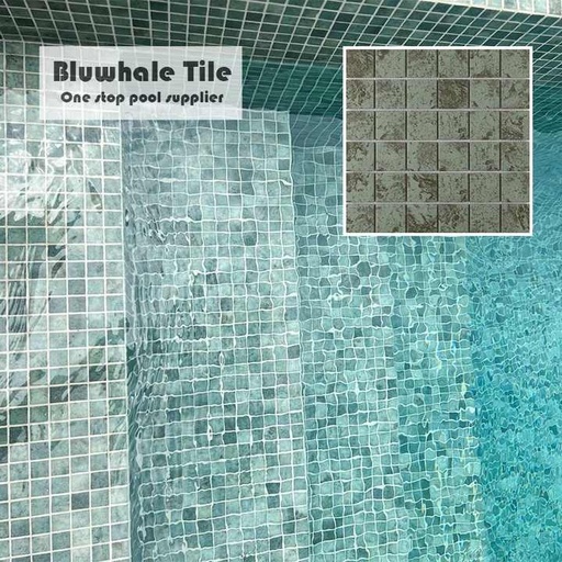 [106133304948] Gạch Mosaic Gốm Sứ Hình Vuông Bluwhale 48x48mm, Mặt Đá Marble Tự Nhiên, Màu Xanh Bali