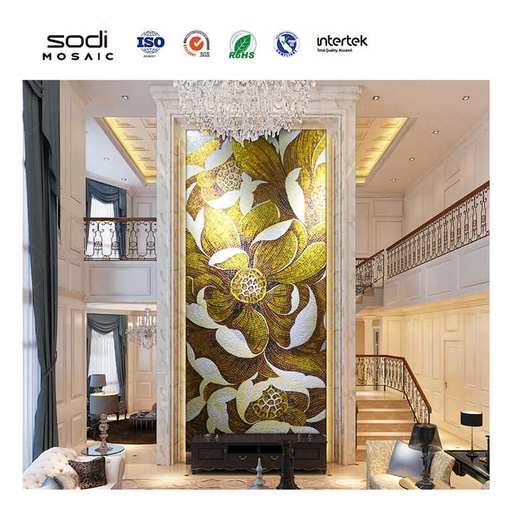 [106131842849] Tranh khảm pha lê mạ vàng hoa nghệ thuật thủ công cao cấp