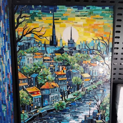 [106157916425] Gạch khảm kính thiết kế hiện đại cho tường phòng khách sạn