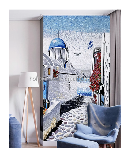 [106314747685] Tranh khảm kính thủ công: Toàn cảnh Santorini