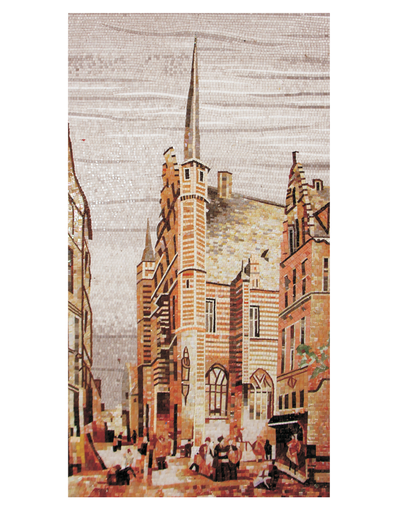 [104686266554] Tranh khảm nghệ thuật thành phố cắt tay bằng kính