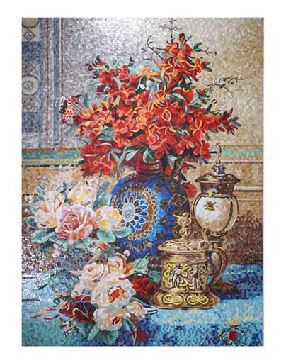 [104701171766] Tranh khảm hoa văn bình hoa nghệ thuật cắt tay cho nhà bếp, phòng khách, phòng tắm, phòng ăn.