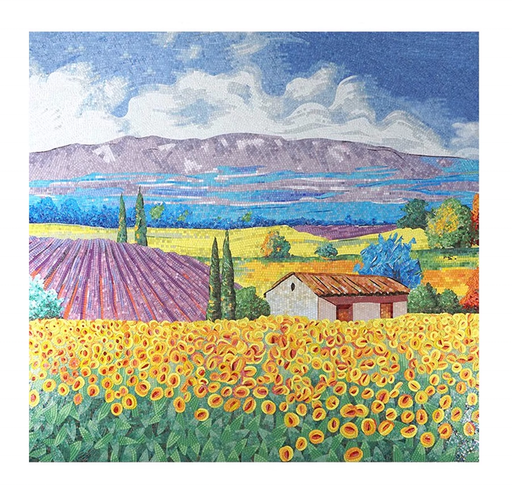 [104851545212] Tranh khảm ghép mảnh tranh phong cảnh làng quê màu Macaron