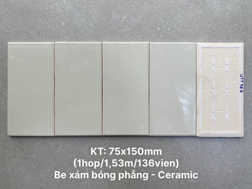 [FA0306P] Gạch thẻ Việt Nam xám bóng phẳng KT 75x150mm loại 1    mã FA0306P