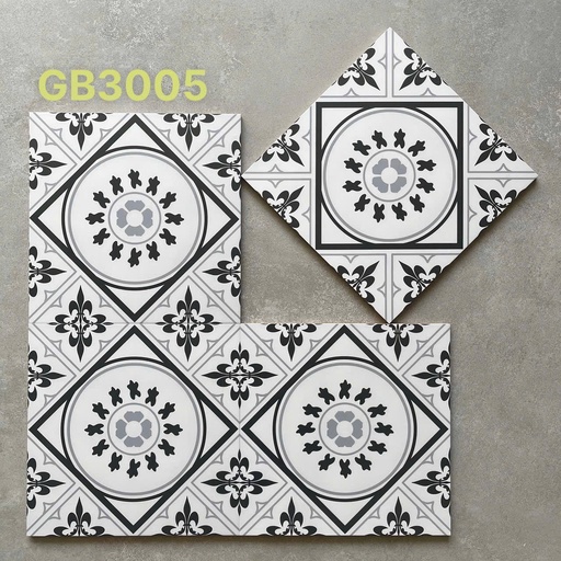 [GB3006] Gạch bông Việt Nam, men mờ xương porcelain, KT 300x300mm, GB3005 (1 hộp/11 viên/1m2)
