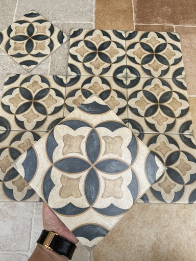 [MHB215] Gạch bông Trung Quốc, men mờ xương porcelain, KT 200x200, MHB215 (1 hộp/25 viên/1m2)