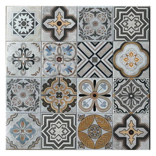 [MHB258] Gạch bông Trung Quốc, men mờ xương porcelain, KT 200x200mm, MHB258 (1 hộp/25 viên/1m2)