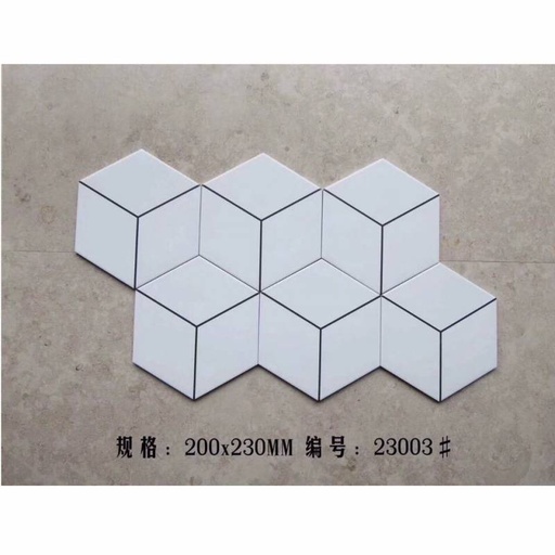 [23003] Gạch bông Trung Quốc, men mờ xương porcelain, KT 200x230, 23003 (1 hộp/29 viên/1m2)