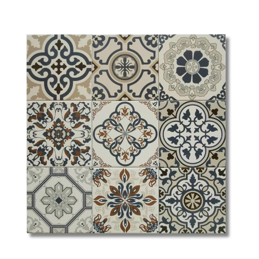 [20109 ( 1m/hộp)] Gạch Bông Mix KT 200x200mm mã 20109 (BD Trắng)