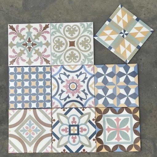 [DC22(BD trắng)] Gạch Bông Mix KT 200x200mm mã DC22 (1.2m/hộp)