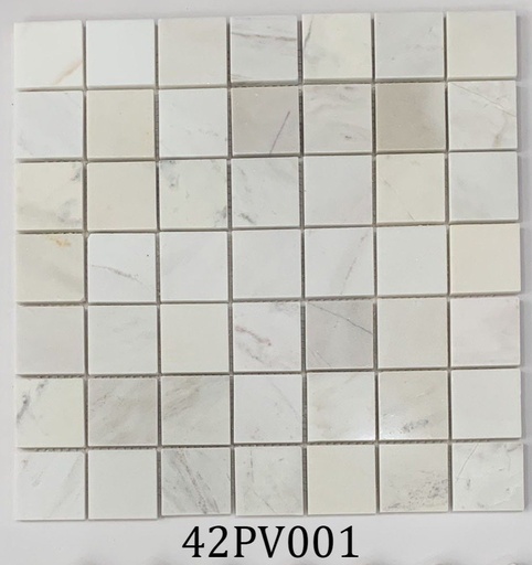 [DSH-42PV001] Đá Mosaic trắng sữa chip 42x42 42PV001