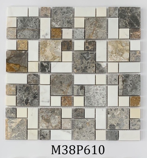 [DSH-M38P601] Đá Mosaic Mixed 23x48 DK + Trắng sữa M38P601