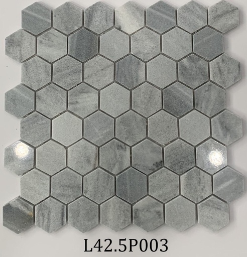 [DSH-5P003] Đá mosaic tự nhiên xám lông chuột chip lục giác bóng L42.5P003