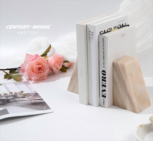 [106689212981] Đế giữ sách đá cẩm thạch Calacatta Rosa Centurymosaic