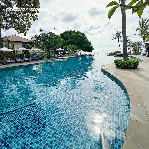 [106678866360] Gạch khảm hồ bơi hình vuông hiện đại Centurymosaic màu xanh lam 6mm