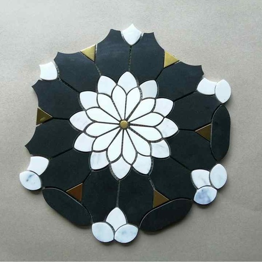 [106633433876] Gạch Mosaic Đá Bazan Hoa Hình Lục Giác Đá Centurymosaic Màu Đen