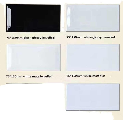 [14266611168] Gạch ốp tường bếp men gốm hiện đại 75*150mm màu trắng