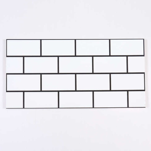 [17099659790] Gạch ốp tường gốm sứ trắng hiện đại 300*600mm với đường kẻ đen bóng