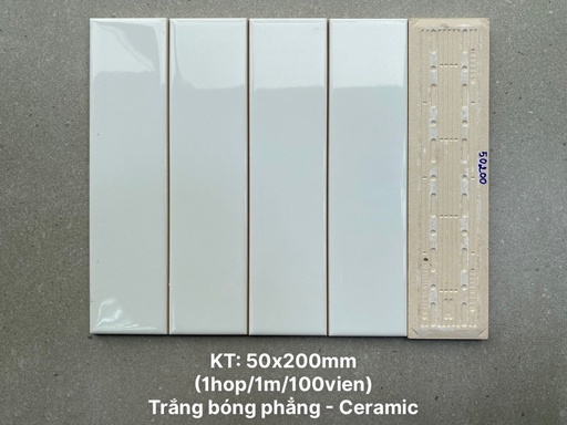 [PSTA50200] Gạch thẻ cao cấp trắng bóng phẳng 50x200 PSTA50200
