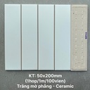 Gạch thẻ trắng mờ phẳng KT 50x200mm STA50206