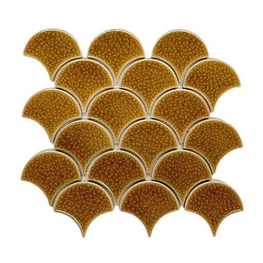 [SH_XFB90070] Gạch Mosaic vảy cá men rạn màu vàng SH_XFB90070