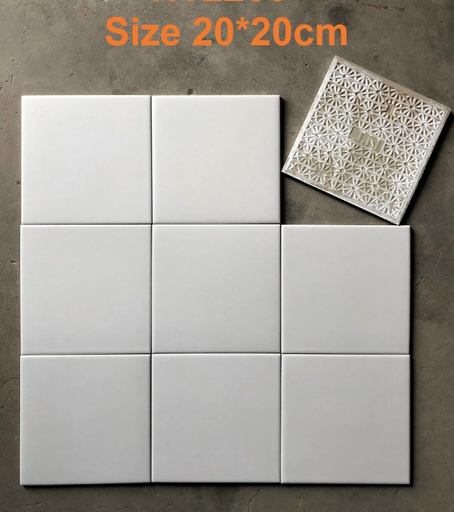 [DC90] Gạch Bông 200x200 Men Matt Màu Trắng DC90